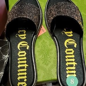 Black Bling Slides